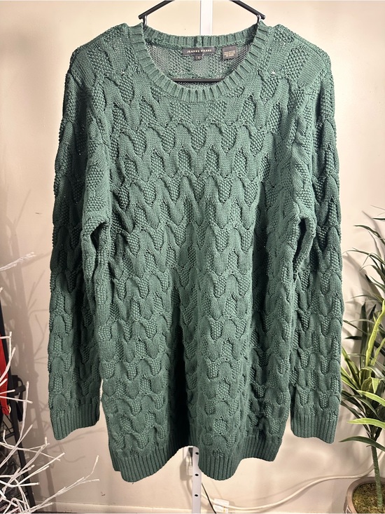 JEANNE PIERRE Sweaters - N237. Jeanne Pierre- Dark Green Cable Knit Sweater - Crewneck large